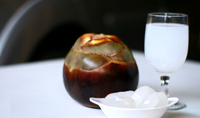 Borassus flabellifer or palmyra fruit and beverage from the sap of palmyra.