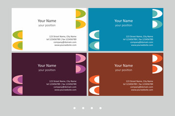 Simple business card template in four color schemes.