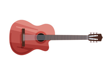Guitar Classical Musical Instrument Flat Style Vector Illustration on White Background