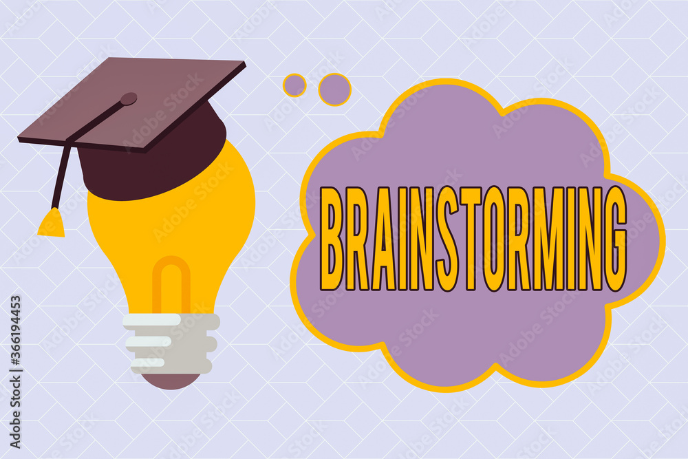 Poster text sign showing brainstorming. business photo text group discussion leading to ideas or solutions 