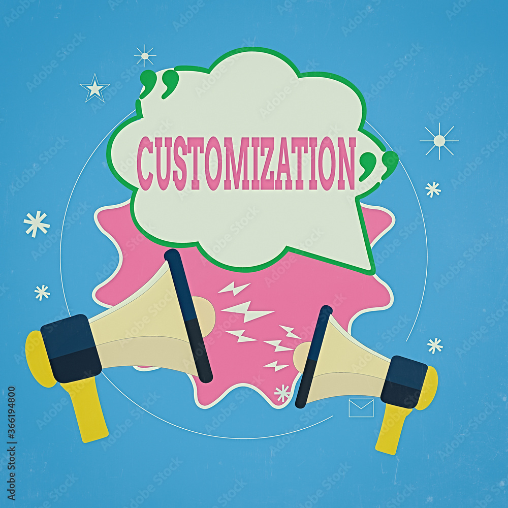 Poster writing note showing customization. business concept for modifying something that would suit in an i