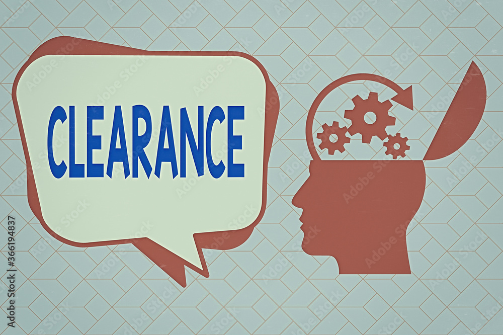 Poster text sign showing clearance. business photo text action or method to remove or distribute something 