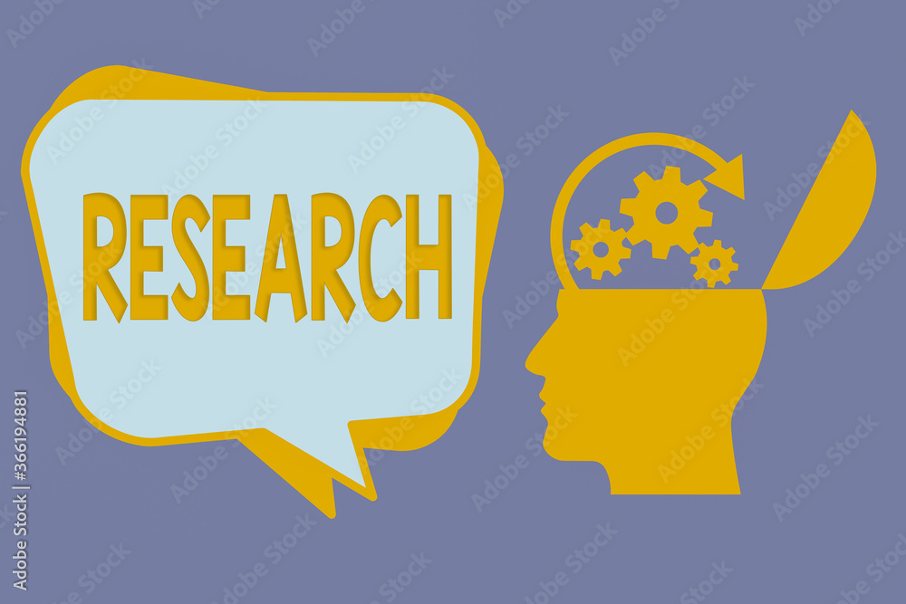 Poster handwriting text research. conceptual photo systematic analysis and review of materials and sources 