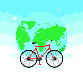 Bicycle day and Earth day flat design