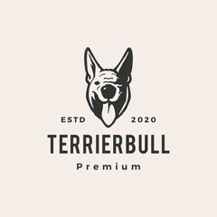 terrier bull dog hipster vintage logo vector icon illustration