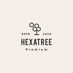 hexagon tree hive hipster vintage logo vector icon illustration