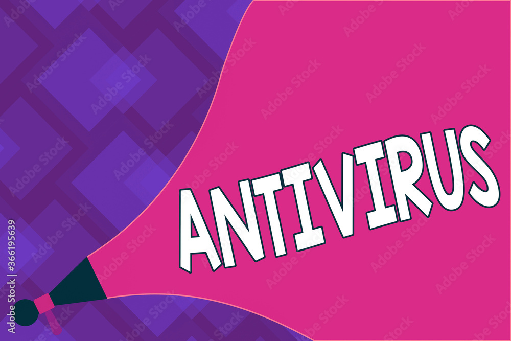 Poster writing note showing antivirus. business concept for suitable for the detection and removal of compu