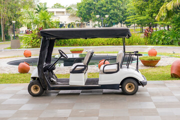 Electric golf cart parked