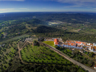 Aerial view in Evoramonte, Portugal near of Spain. Drone Photo
