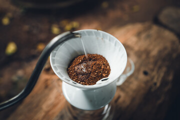 Drip coffee coffee at home,Coffee in a cup