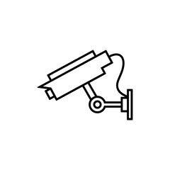 Video surveillance camera vector linear icon.