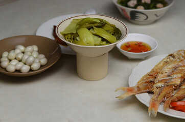 Pickled Mustard Green Cabbage on A Dish, Vietnamese Traditional Food