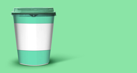 Blank paper cup with a black cap isolate background
