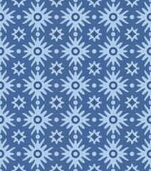 Japanese Star Flower Diamond Vector Seamless Pattern