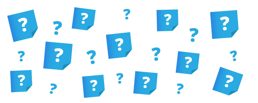 Questions banner. Vector illustration of questions for web, print, app design. Questionnaire and quiz design