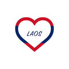 Laos flag in heart. I love my country. sign. Stock vector illustration isolated on white background.