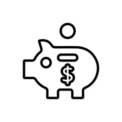 vector illusion icon of  United States Dollar's  Piggy Bank Outline