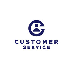 customer service logo vector letter c for consultation in a simple flat style