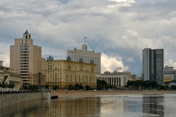 View of the Russian Government building from the Moskva River embankment