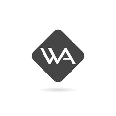 Initial WA Letter Linked Logo with shadow