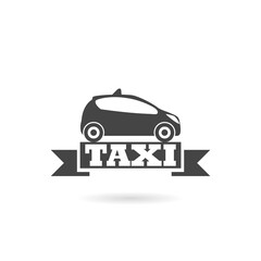 Taxi icon with shadow. Simple vector logo