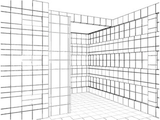 Abstract Construction Structure Of Line Vector. Illustration Isolated On White Background. A Vector Illustration Of Architectural Construction Background.