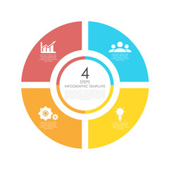 Vector circle infographic. Round chart template with 4 options or steps. Business concept illustration.