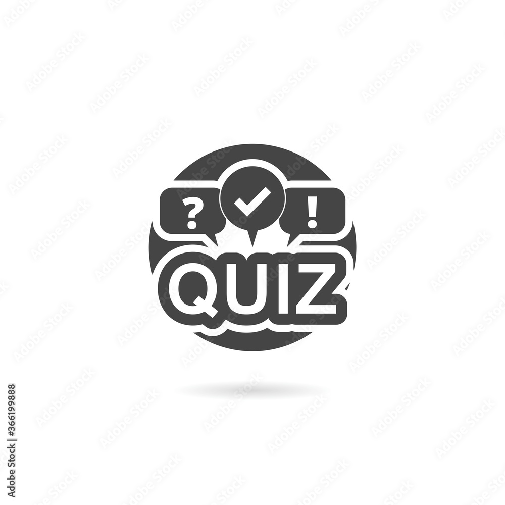 Poster quiz logo with speech bubble symbols with shadow
