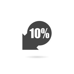 10% Percent Discount icon with shadow