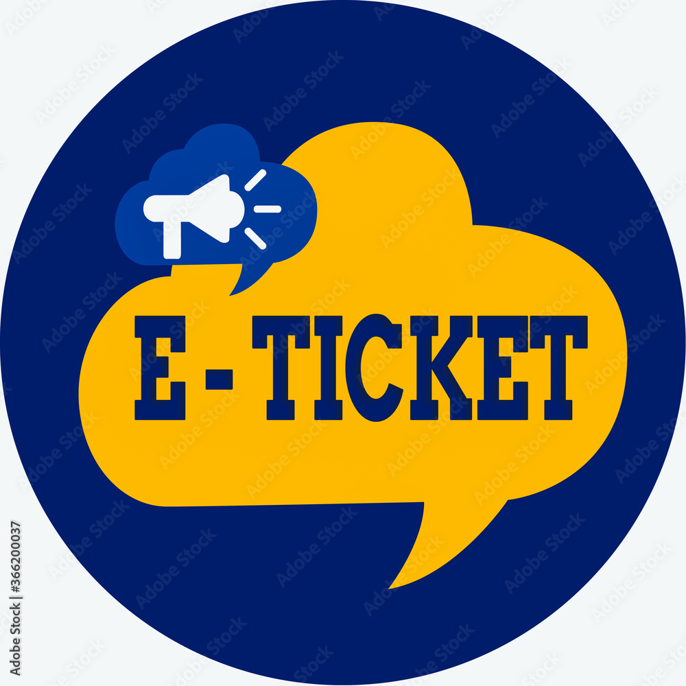 Poster writing note showing e ticket. business concept for flight booking for which the details are registe