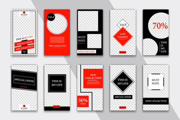 Black Friday. Editable Instagram stories template. Streaming. Sale