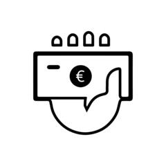 vector illusion icon of  Euro's  On Hand Outline