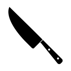 Cutout silhouette Chef knife icon. Outline logo. Black simple illustration for cutting and cooking. Flat isolated vector image on white background