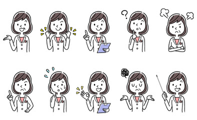 Vector material: female doctor set, collection