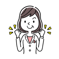 Fototapeta premium Vector material: motivated, middle-aged female doctor taking a vigorous pose