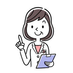 Vector material: smiling middle-aged female doctor