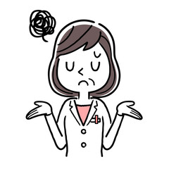 Vector material: troubled, depressed middle-aged female doctor