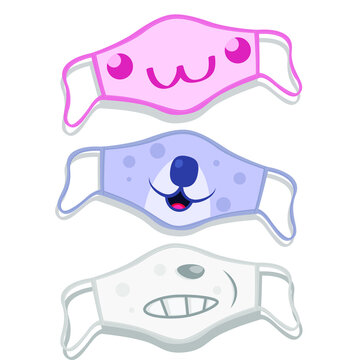 illustration of owo face mask, white tiger and ice bear