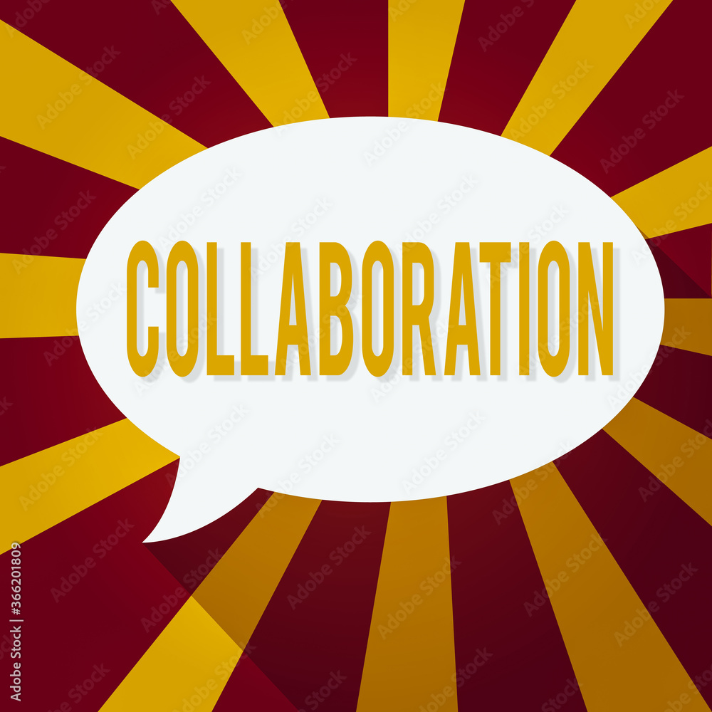 Poster text sign showing collaboration. business photo showcasing process of two or more showing working to