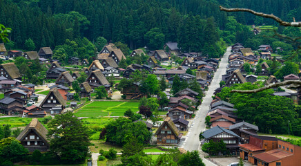 Shirakawa-go landscape. a World Heritage Site in Japan. Japanese traditional countryside landscape. 日本の世界遺産　白川郷の風景 日本の伝統的な田舎の風景