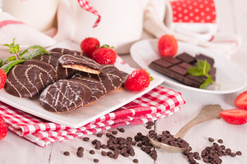 Soft cakes with strawberry.
