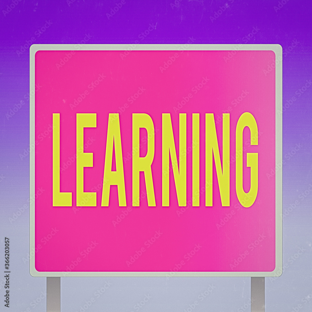 Aufkleber text sign showing learning. business photo showcasing awareness or skills learned through training r