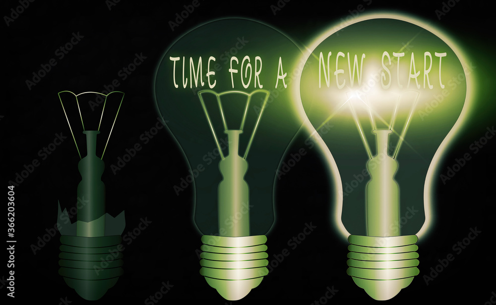 Aufkleber conceptual hand writing showing time for a new start. concept meaning the beginning of an event or p
