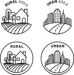 Obraz premium Icon rural and urban area, marketing icon, market reasearch