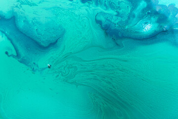 Aquamarine liquid pattern. Abstract artwork background.