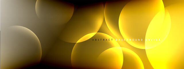 Vector abstract background liquid bubble circles on fluid gradient with shadows and light effects. Shiny design templates for text