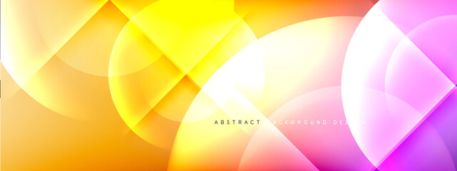 Vector abstract background - circle and cross on fluid gradient with shadows and light effects. Techno or business shiny design templates for text