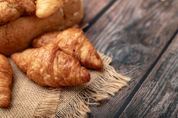 Croissants on the wooden table
