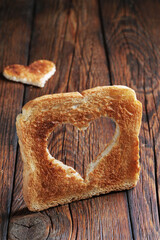 Toast with a heart-shaped cut
