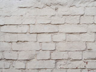 White painted brick wall background, surface texture